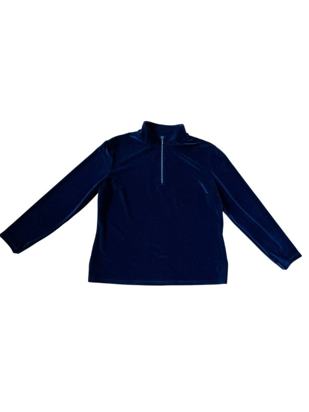 St John Sport Black Velour Quarter Zip Shirt Top Long Sleeve Rhinestone Large - Picture 6 of 7